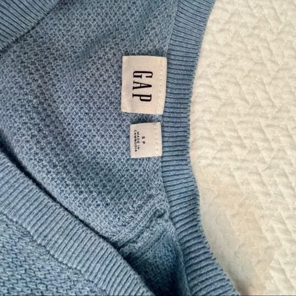 GAP Blue Cotton V-Neck Lightweight Long Sleeve Size S - Picture 7 of 9